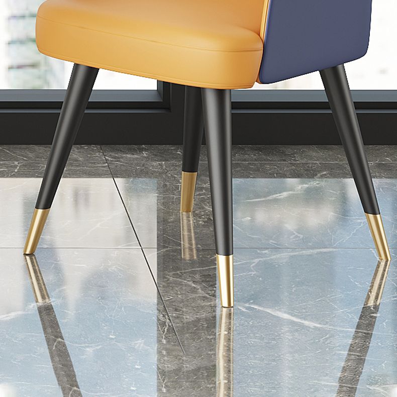 Metal Arm Chair Glam Faux Leather Dining Room Chairs for Restaurant Use