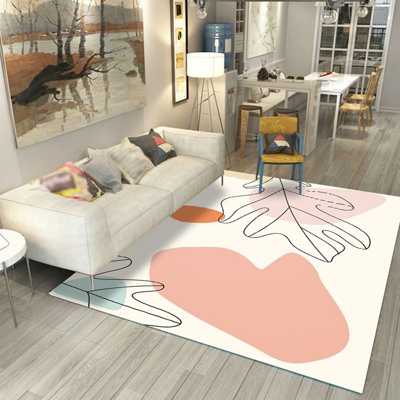 Navy Modern Indoor Rug Polyester Color Block Area Rug Washable Rug for Living Room