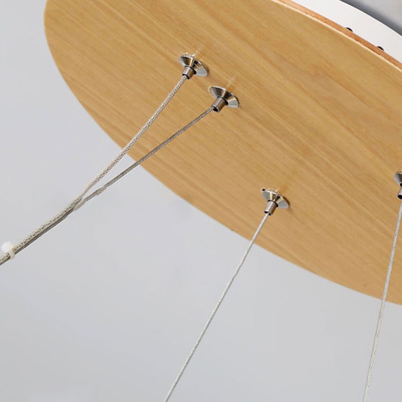 Zeitgenössische Bauernhaus Holzlampe Decke hängende Licht mit Glasschatten