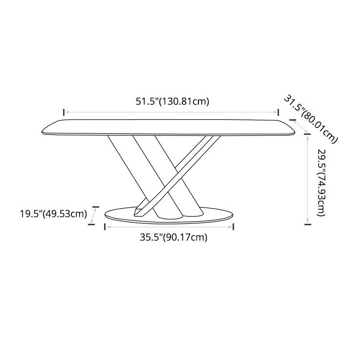 Contemporary Rectangle Shape Sintered Stone Top Dining Set Standard Kitchen Dining Set in White