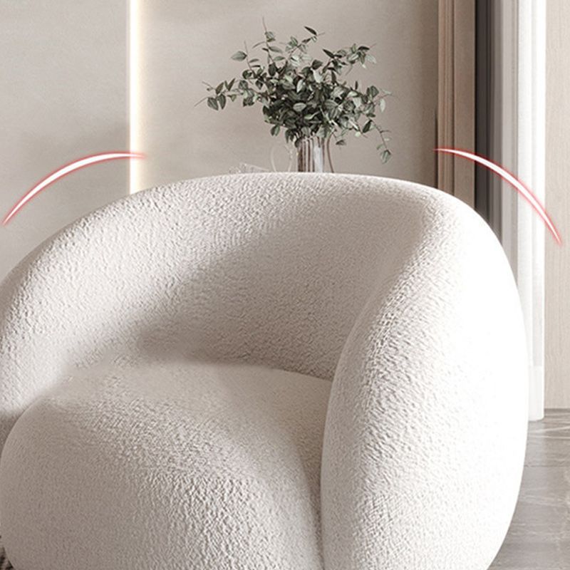 Contemporary White Wool Curved Sofa Sloped Arm Sofa for Living Room