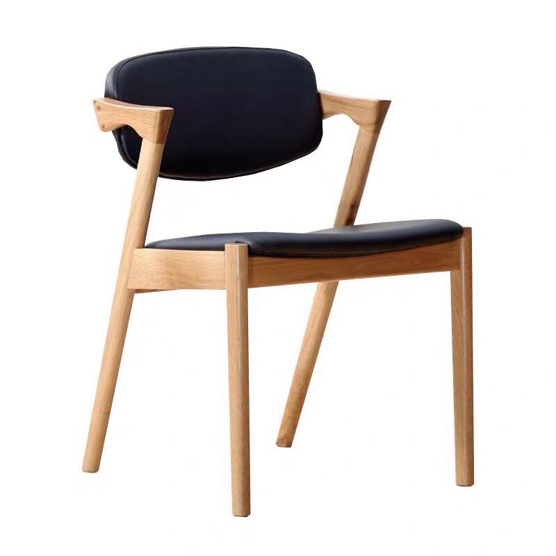 Chaise de salle à manger carrée en bois contemporaine, chaise latérale à dossier ouvert pour cuisine
