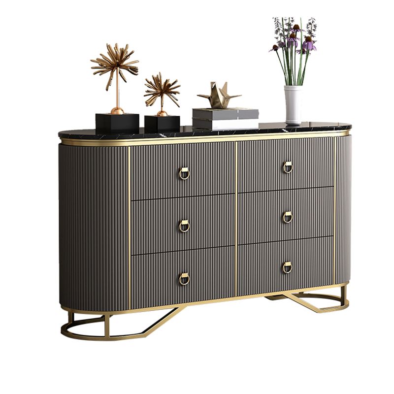 Glam Horizontal Dresser Stone Top Drawers Storage Dresser for Bedroom