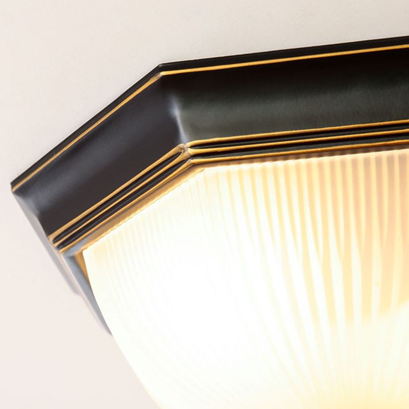 Traditional Dome Flush Ceiling Light Glass Flush Mount Lamp in Black