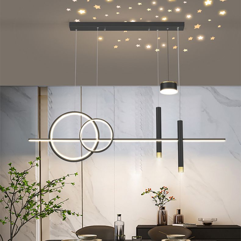 Zeitgenössische Anhängerlichter für Kücheninsel Linearinselbeleuchtung Metall