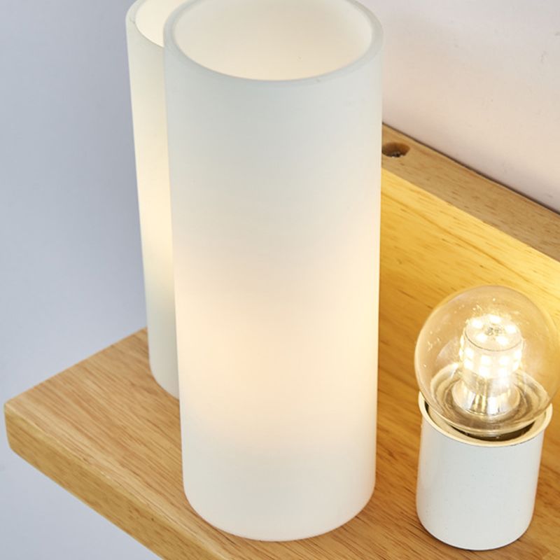 Contemporary Wooden Wall Sconce Simple Wall Light with Glass Shade without Plants