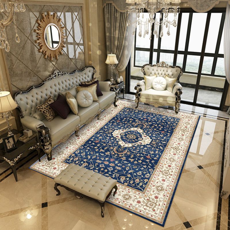Antique Medallion Print Carpet Polyester Area Rug Pet Friendly Indoor Rug for Living Room