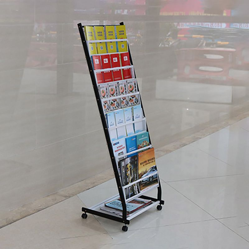 Contemporary Vertical Metal Bookshelf Closed Back Bookcase with Shelves