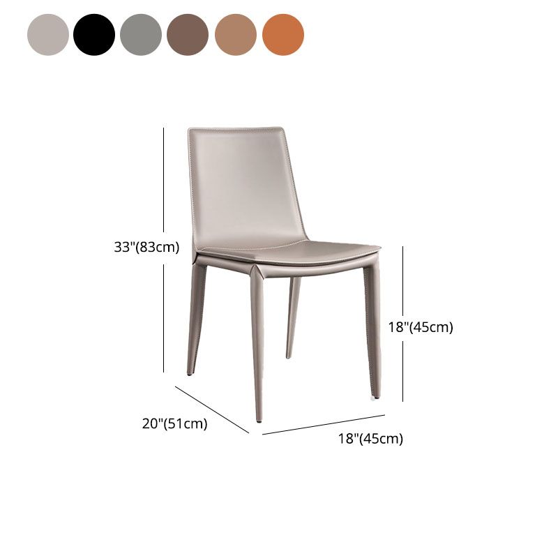 Silla sin brazos de comedor de cuero moderno, sillas de comedor de metal para uso doméstico