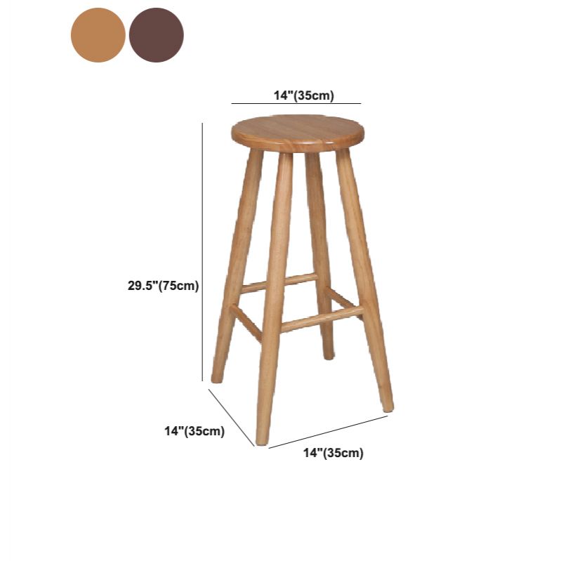 Modern Round Counter Bar Stool Wood Backless Bar Stool with Footrest