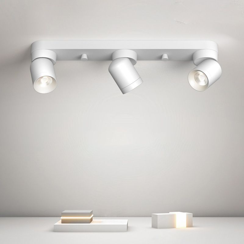 Cylinder Shape Flush Ceiling Lights Modern Style Metal 3 Light Flush Mount in Black/White