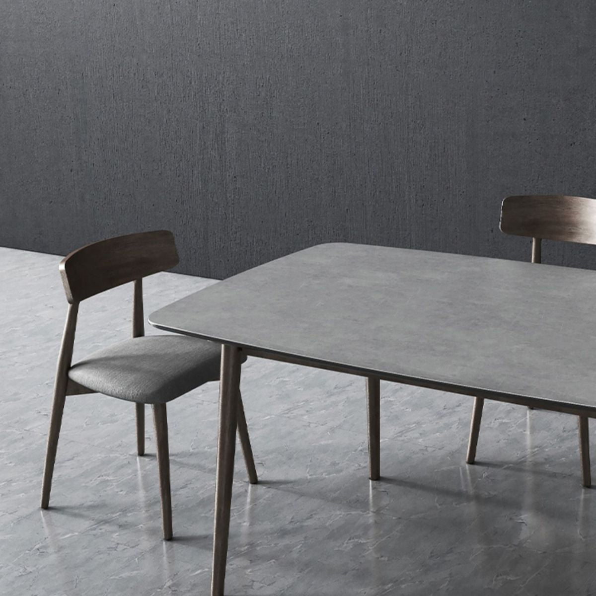 Rectangle Stone Top Dining Table Mid-Century Modern Dining Table with 4 Legs