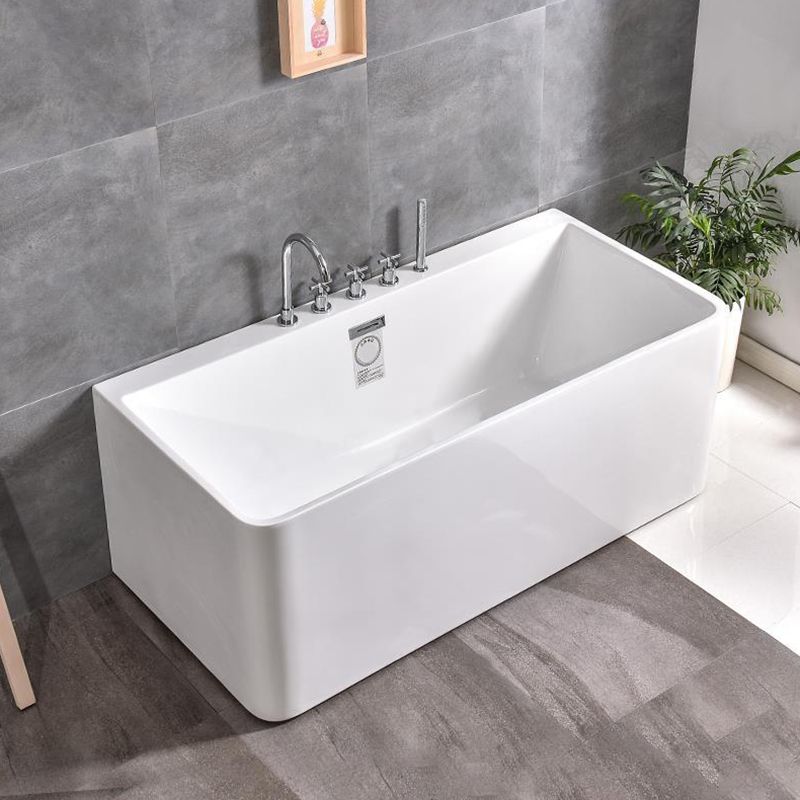 Modern Soaking Bathtub Acrylic Rectangular White Bathtub , 23.62-inch Tall