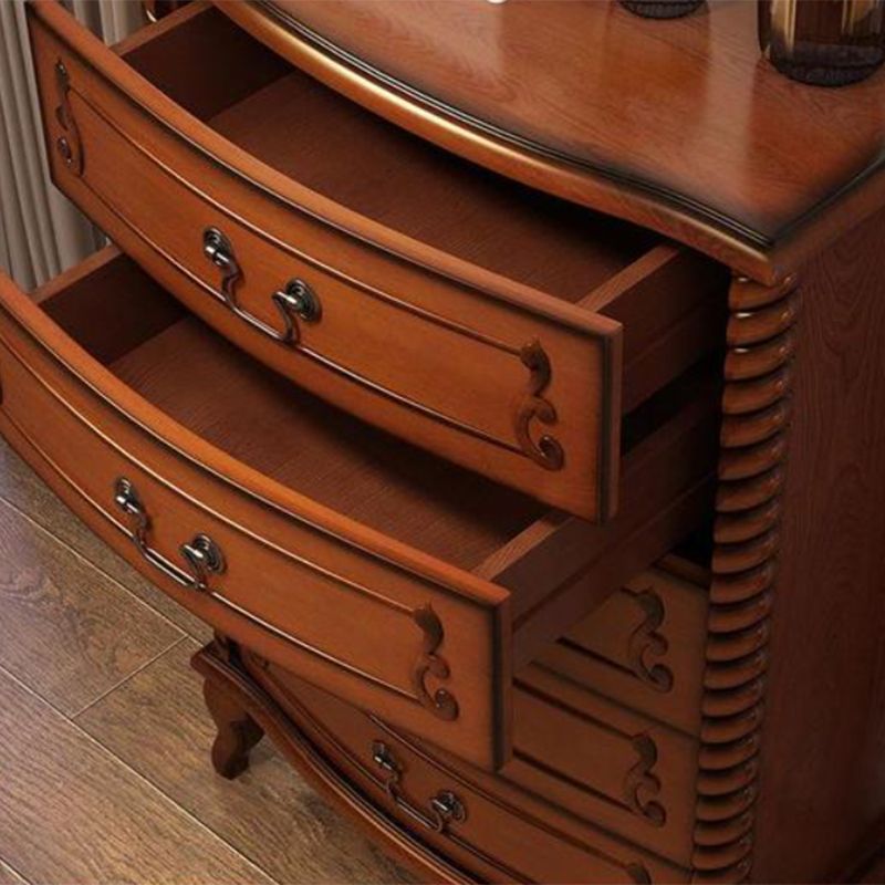 37.4'"Tall Brown Wooden Chest, Rectangle Accent Cabinet with Drawers