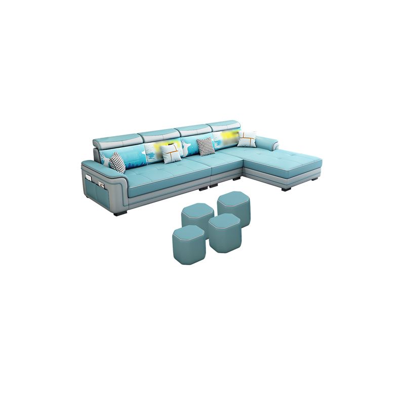 Modern Slipcovered L-Shape Sectional with Storage for Four People