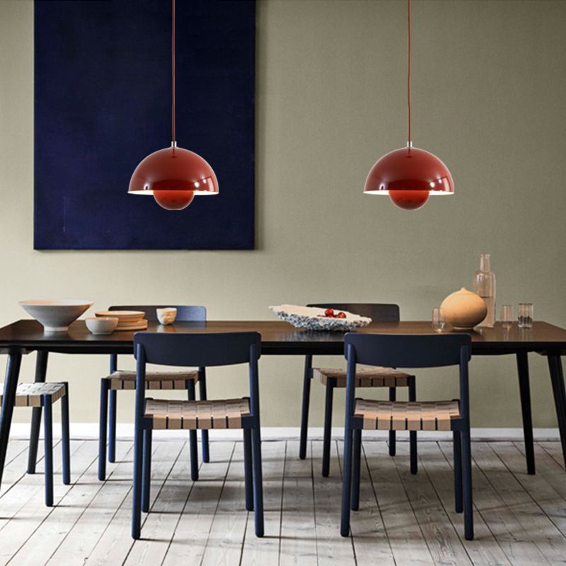 Modern Nordic Macaron Pendant Light Iron Globe Hanging Lamp with Aluminium Shade