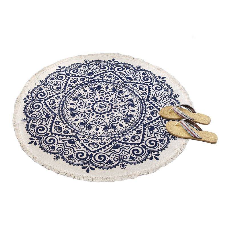 Bohemian Round Rug Area Rug Polyester Stain Resistant Rug for Bedroom