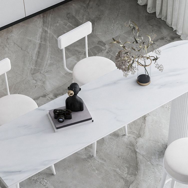 Glam Stone Pub Bar Table Indoor Iron Double Pedestal Bar Dining Table