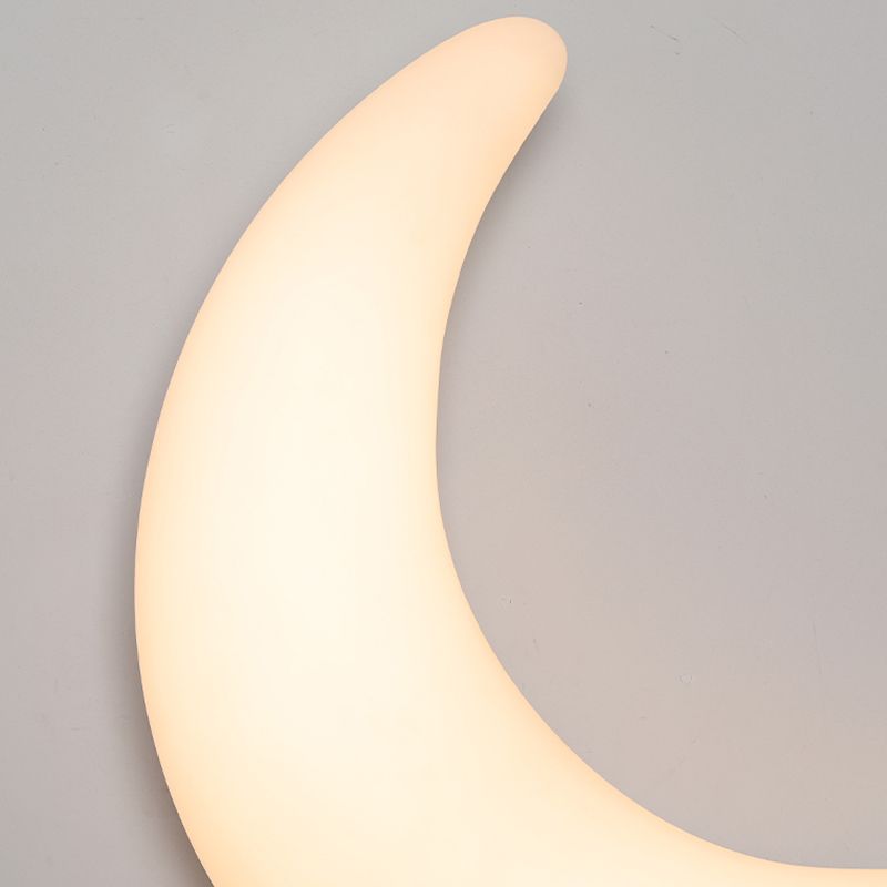 Moon Shape Wall Lamp 1-Light LED Wall Mount Lamp with Plastic Shade for Bedroom