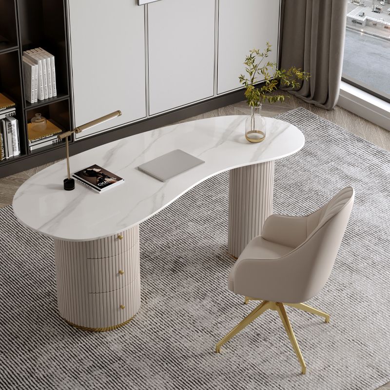 Modern & Contemporary Office Desk Curved Laptop Table with Drawers