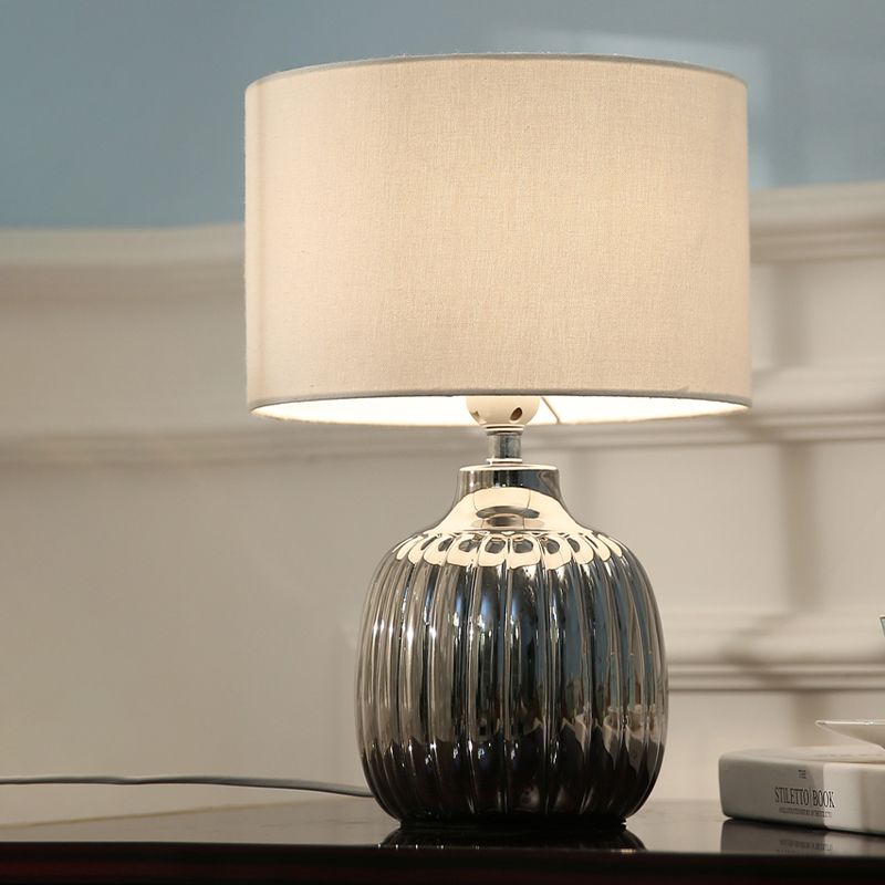 14 "/15" l 1 camera da letto lampadina illuminazione notturna ceramica minima tavolo da tavolo da tavolo con tessuto tamburo