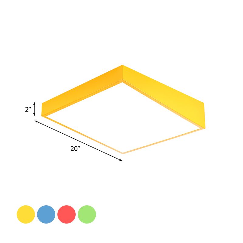 L'éclairage de plafond acrylique carré contemporain a mené le bâti affleurant en rouge/vert/bleu pour la maternelle