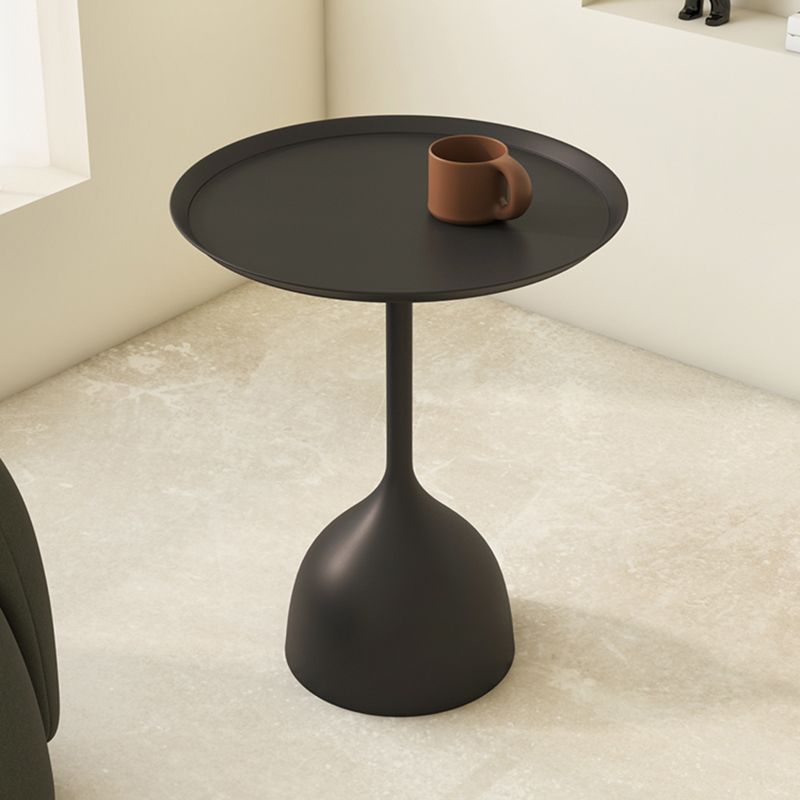 Mid-Century Round Tray Top Side Table 23.62" Tall Metal Pedestal End Table