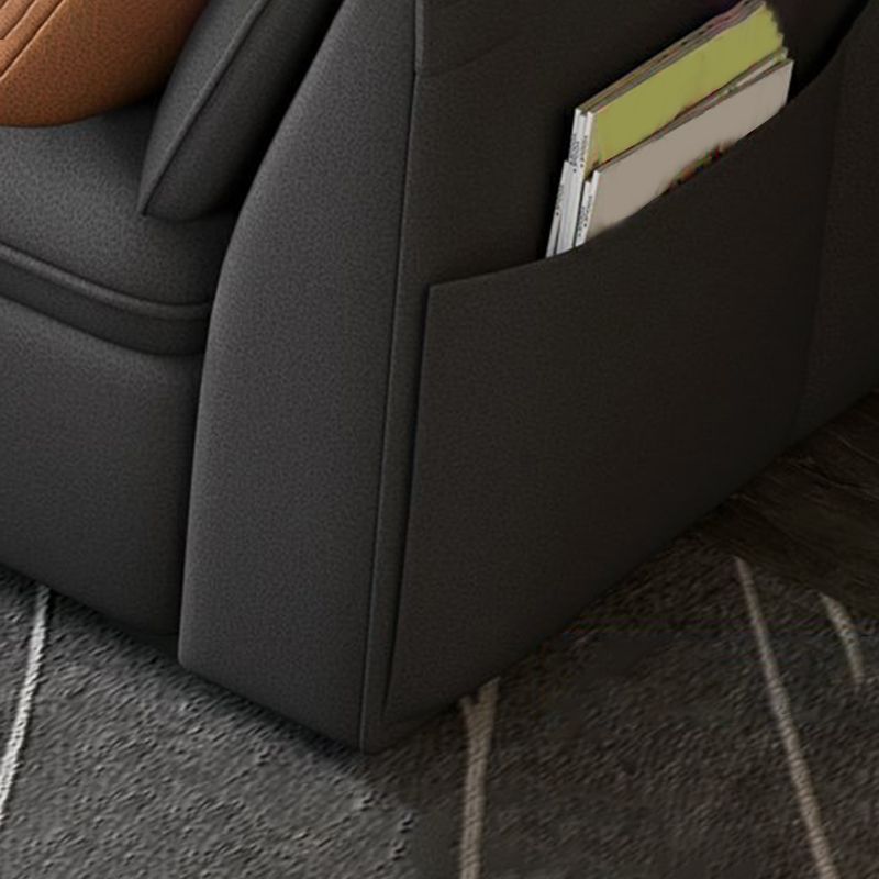 Modern Stain Resistant Faux Leather Pillow Top Arm Sofa with Bolster Pillows