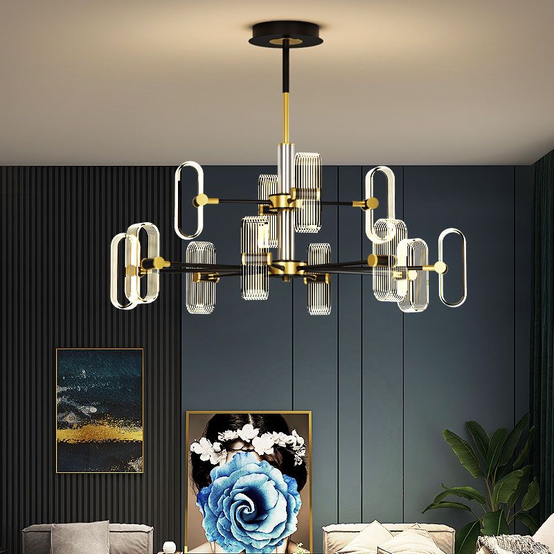 Black Metal Ceiling Hung Fixtures Minimalism LED Sputnik Pendant Lighting