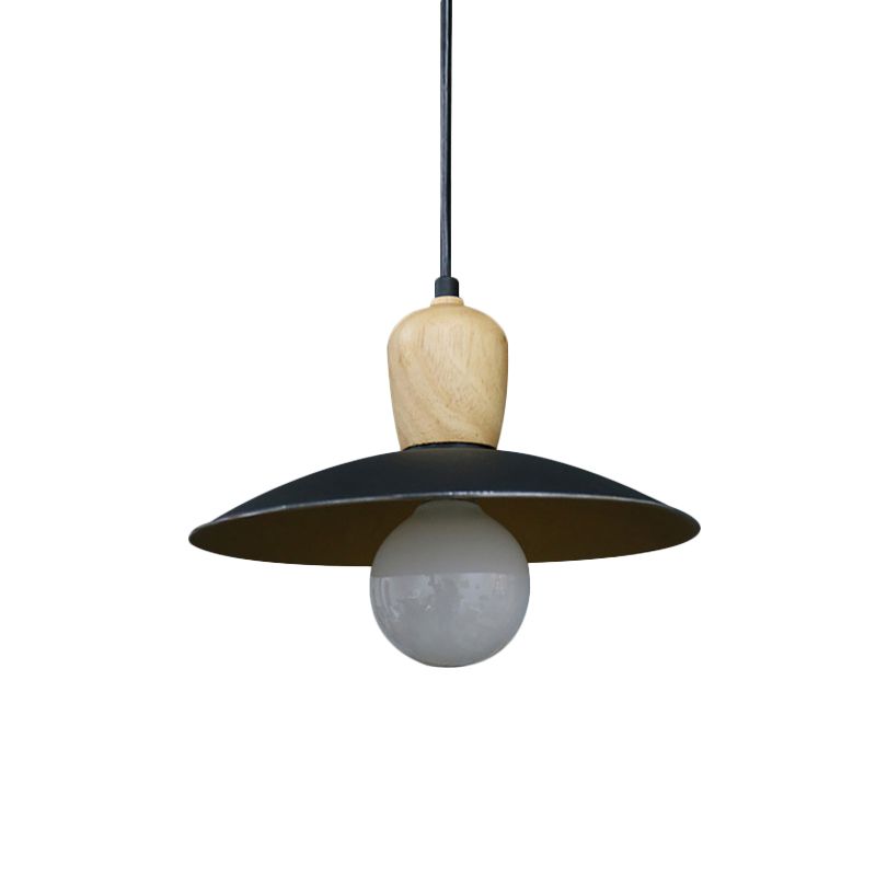 Noordse vliegende schotel hanglamp ijzer een enkele lamp woonkamer slinger licht in wit/zwart-hout