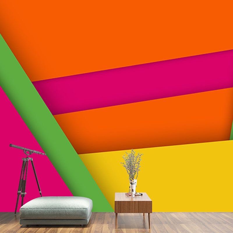 Vivid Geometry Illustration Mural Wallpaper Environment Friendly Living Room Wall Mural