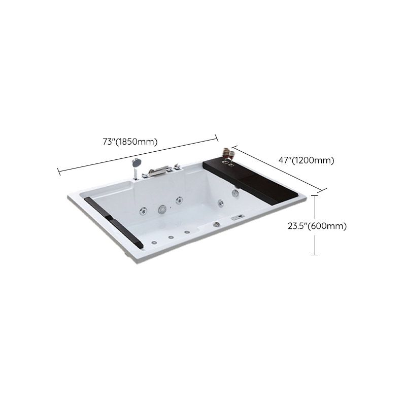 White Acrylic Rectangular Bathtub Contemporary Drop-in Tub with Internal Drain