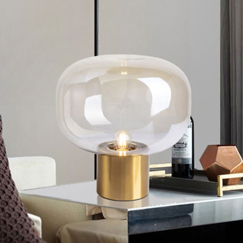 Lampe de table en forme de champignon de style nordique 9,8 pouces de largeur de vapeur de vapeur simple lumière de nuit en or électrolité en or