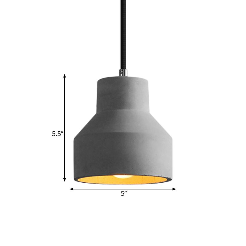 Dome/Can/Barn Cement Ceiling Light Vintage 5"/5.5"/8" Wide 1 Light Restaurant Mini Pendant Lamp Fixture in Grey