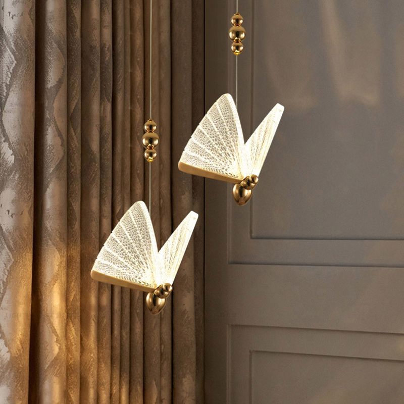 Métal Butterfly Shade Hanging Lights Modern Style 1 Light Hanging Mount Fixture For Dining Room