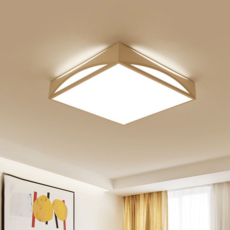 Lámpara de techo LED metálica minimalista de 18,5"/22,5" W con luz blanca/cálida, caja cuadrada blanca/negra, montaje empotrado