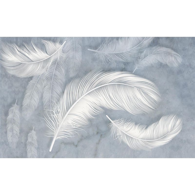 Illustration Feather Wall Paper Murals Full-Size Wall Covering for Accent Wall, Custom Made
