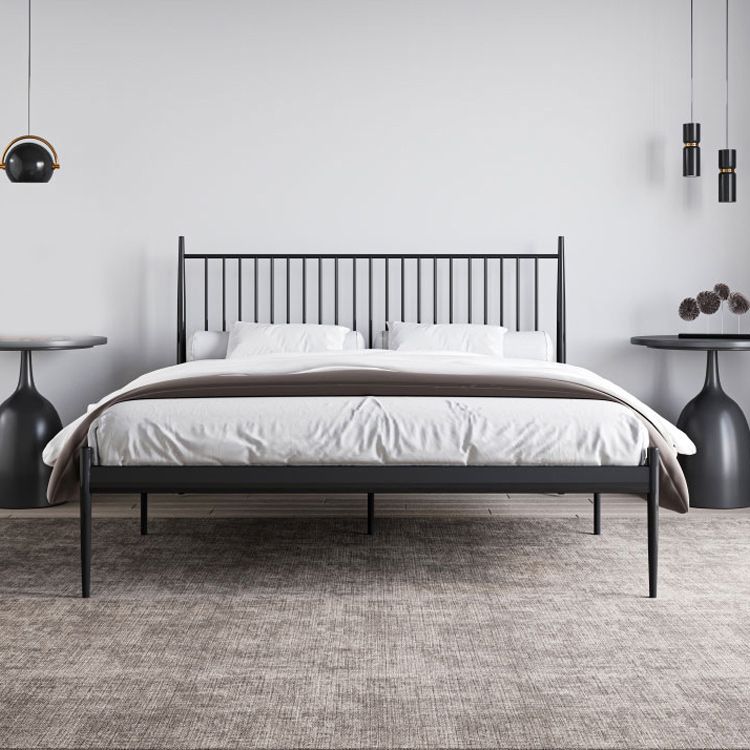 Metal Slat Bed Low Profile Luxurious Bed Frame with Headboard