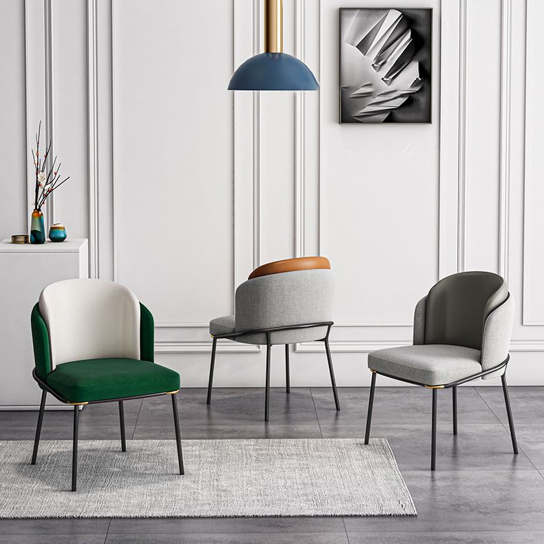 Contemporary Metal Dining Chairs Upholstered Armless Dining Chairs for Home Use