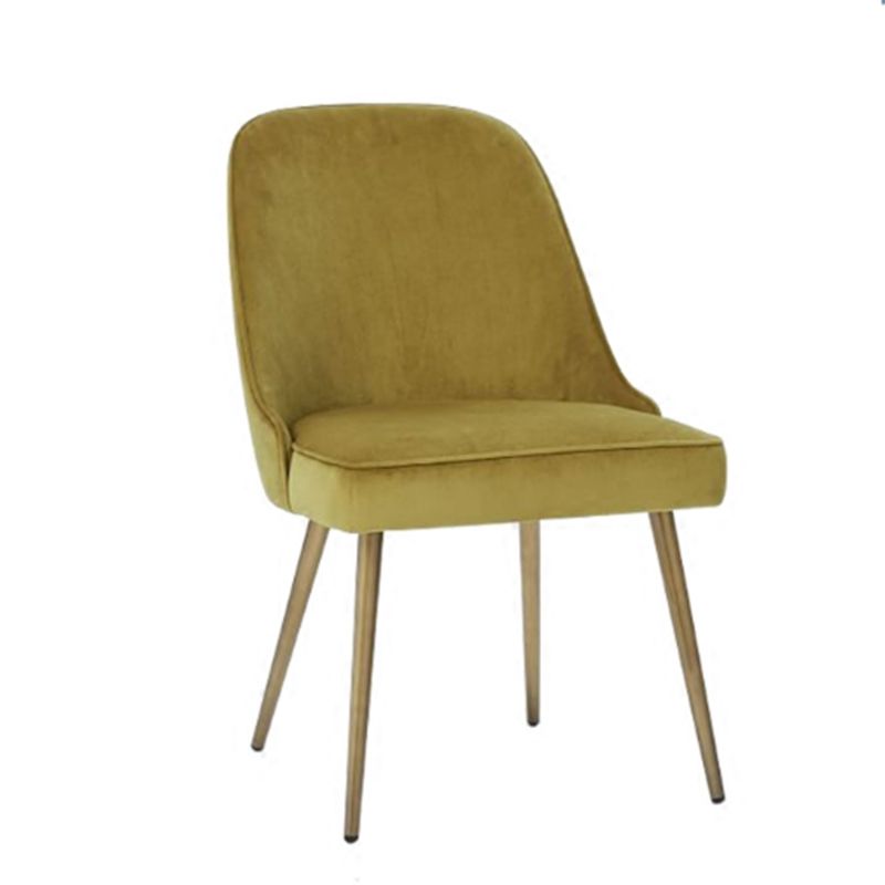 Gold Iron Legs Dining Chairs Glam Upholstered Low Back Side Chair