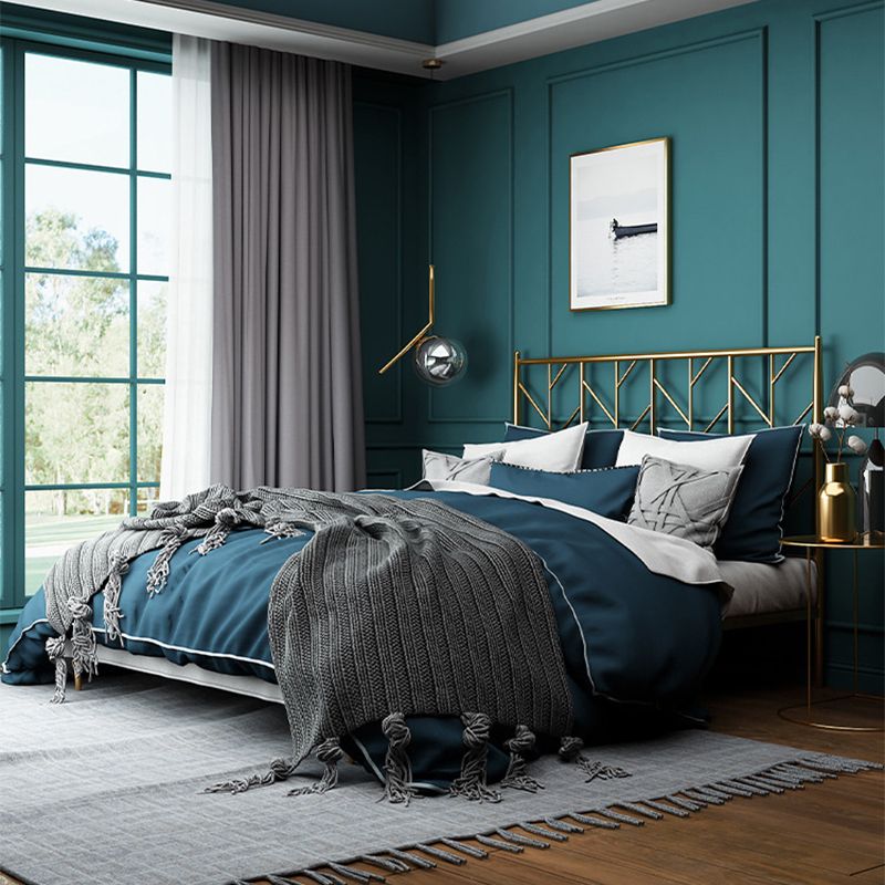 Glam Open-Frame Bed with Iron Rectangle Headboard and Legs Bed