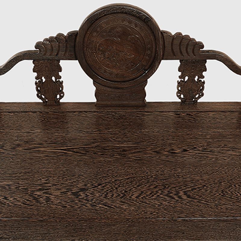 Traditional Espresso Solid Wood Chaise Lounge Couch with Round Arms