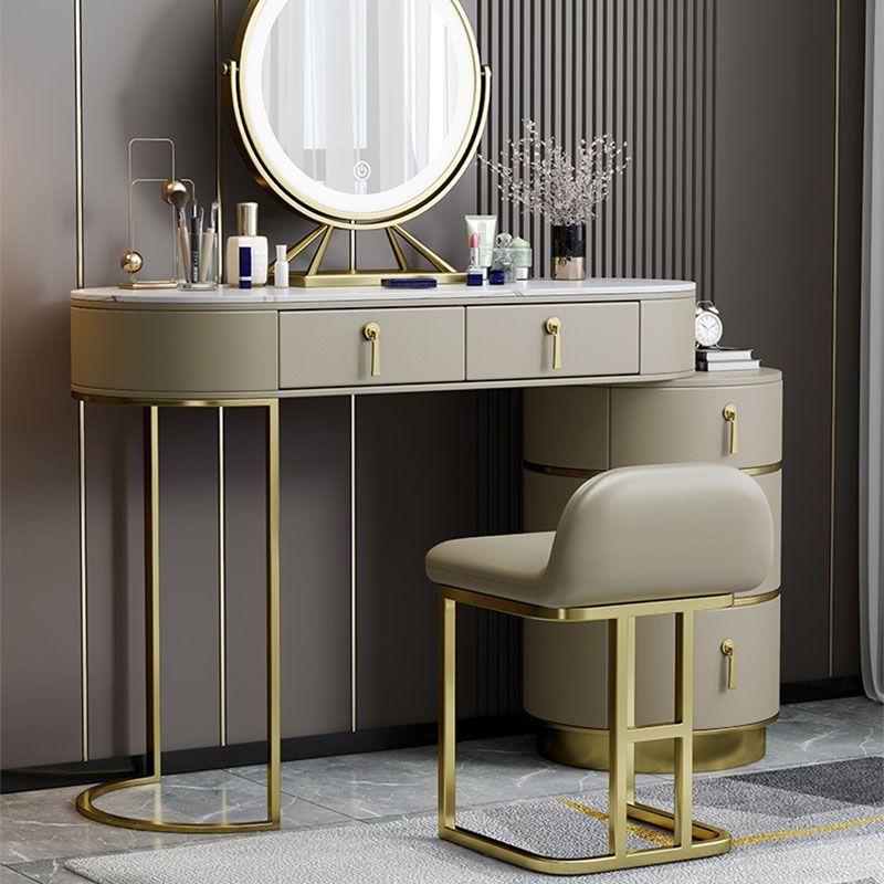 Contemporary Dressing Table Stool Set Slate Top Vanity Dressing Table