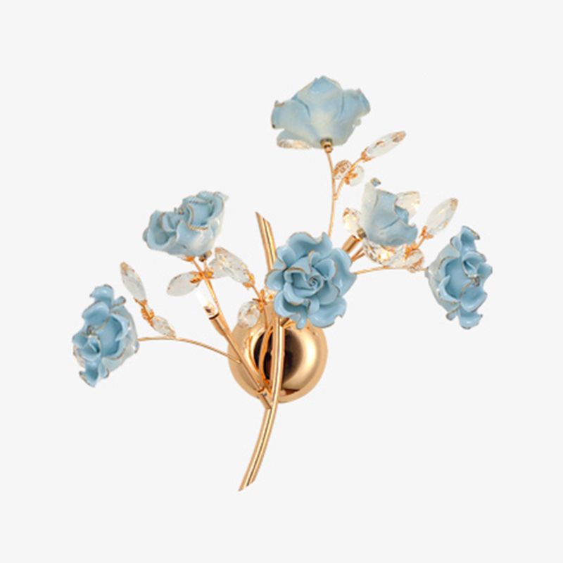 Crystal Flower Shape Wall Light Modern Multi Lights Wall Light Sconce