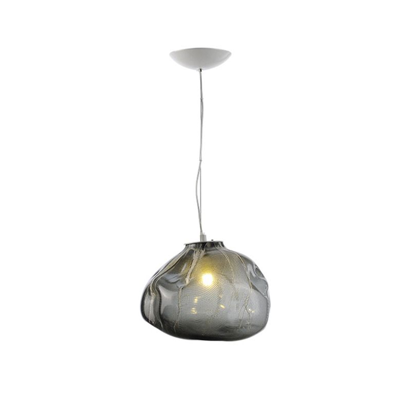 Luce a sospensione a forma di nuvola Contemporanea Clear/Smoke Grey Slown a mano 1 Bulbo Lampada per appenderla