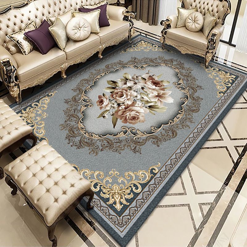 Minimalist Carpet Medallion Printed Antique Carpet Polyester Area Rug with Non-Slip Backing