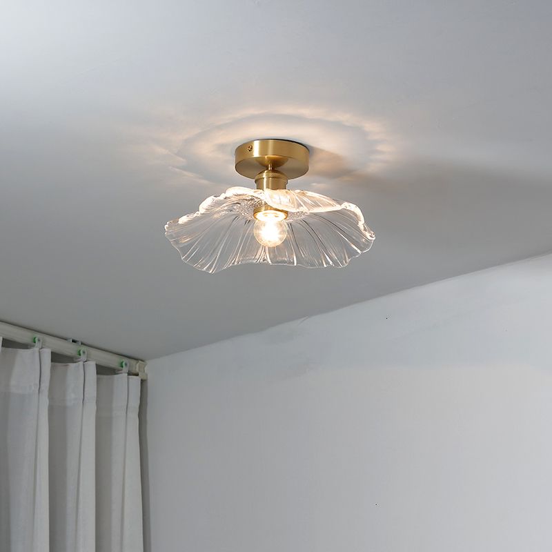 Colonial Prismatic Glass Flush Light Fixtures Blossoms Flush Mount for Hallway