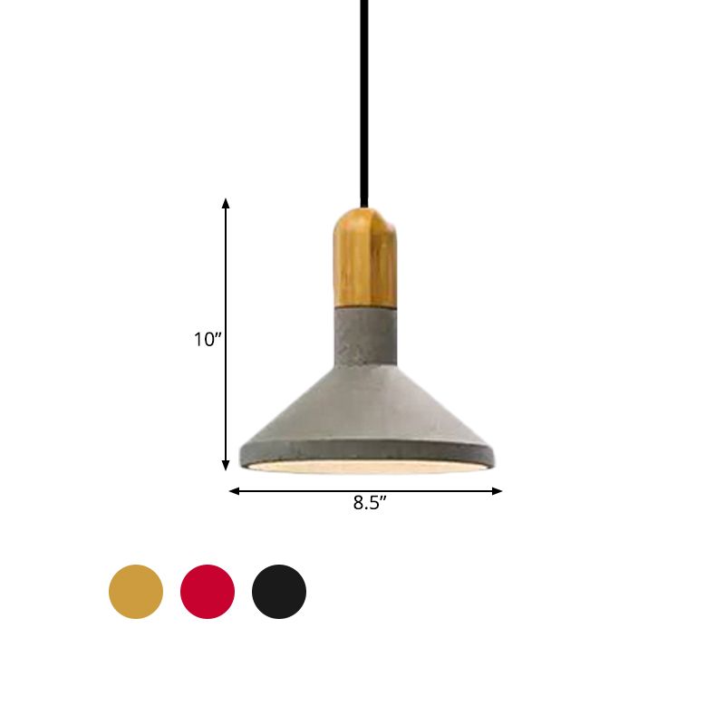 Cement rood/zwart/houten hangende lamp Pot-deksel 1 lichte loftstijl hanglampje plafondlicht boven eettafel