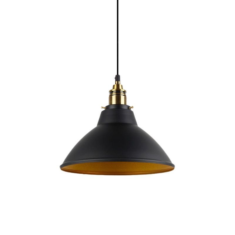 Kuppel Metall Pendelleuchte Leichte industrielle Einzelbirne Wohnzimmer Hängende Leuchte in Schwarz/Weiß/Gold