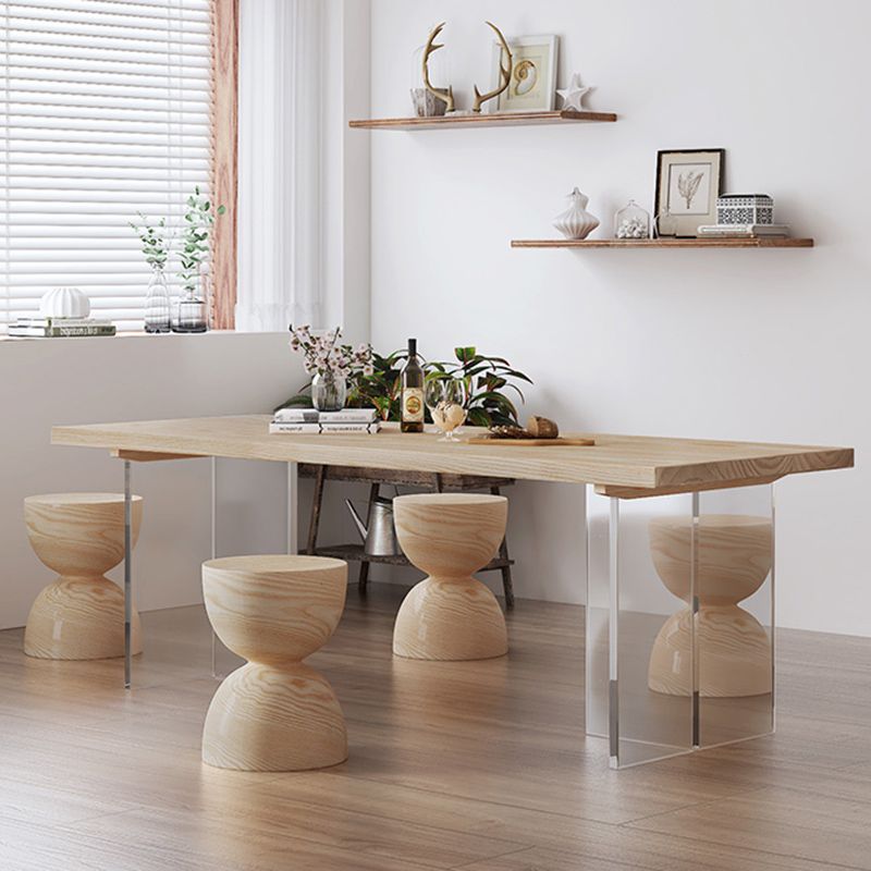 Industrial 1/2/5 Pieces Furniture Solid Wood Rectangle Dining Chairs Set in Natural